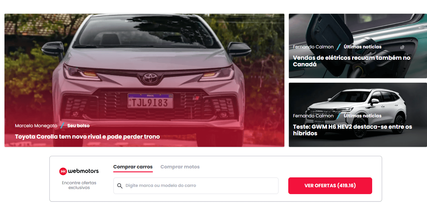 WM1 home with featured automotive news